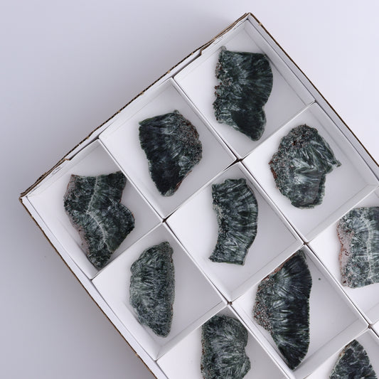 Seraphinite Slices Set of 12 - Expert Wholesale and Supplier of Wholesale Crystals & Bulk Gemstones, ["Seraphinite","Slices and Slabs"]