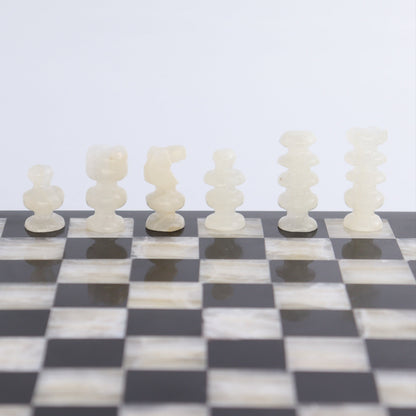 Small Onyx and Marble Chess Set (Black and White) - Expert Wholesale and Supplier of Wholesale Crystals & Bulk Gemstones, ["Black Marble","Catalog Onyx","Marble","onyx"]