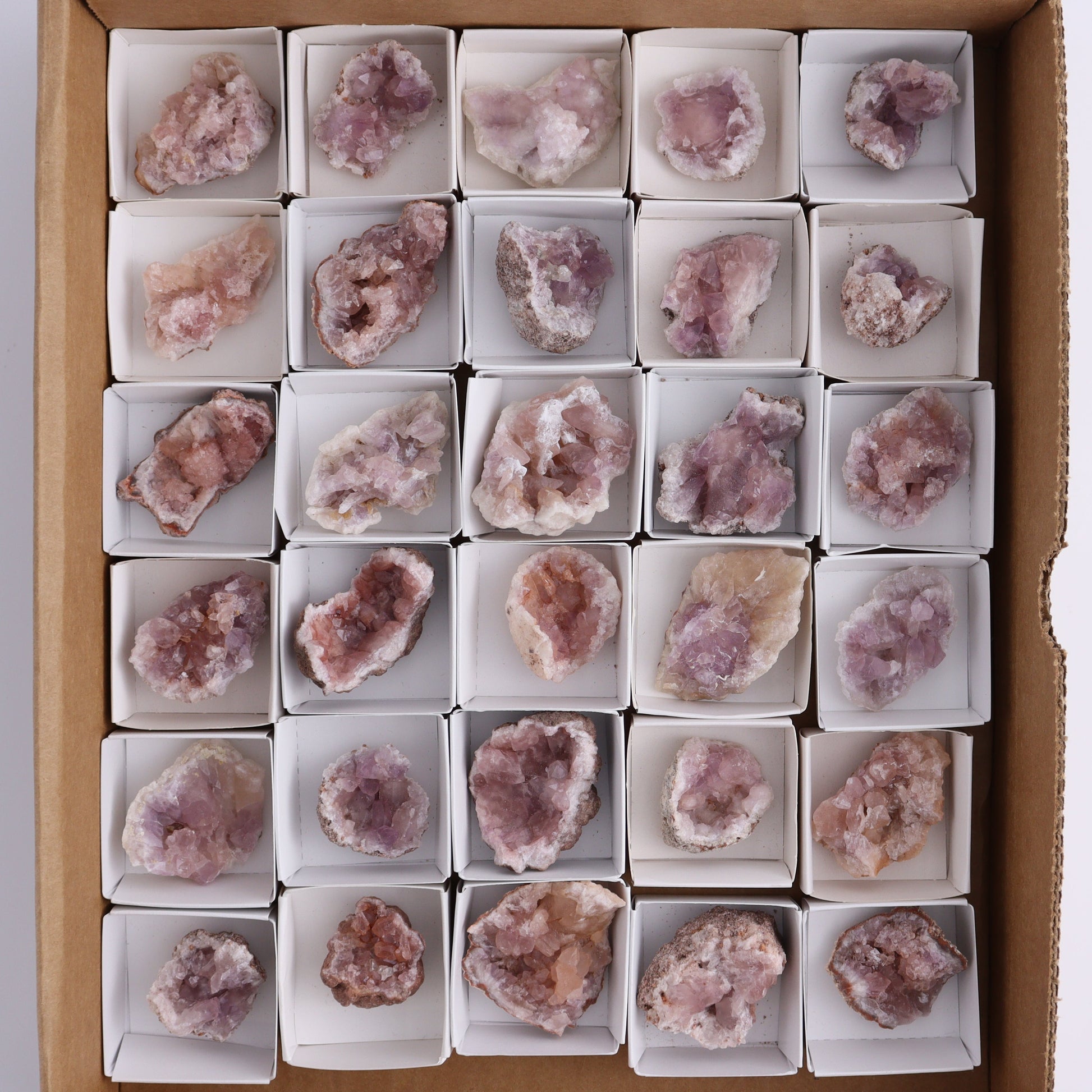 Pink Amethyst Flat of 30 - Expert Wholesale and Supplier of Wholesale Crystals & Bulk Gemstones, ["Amethyst","Pink Amethyst"]