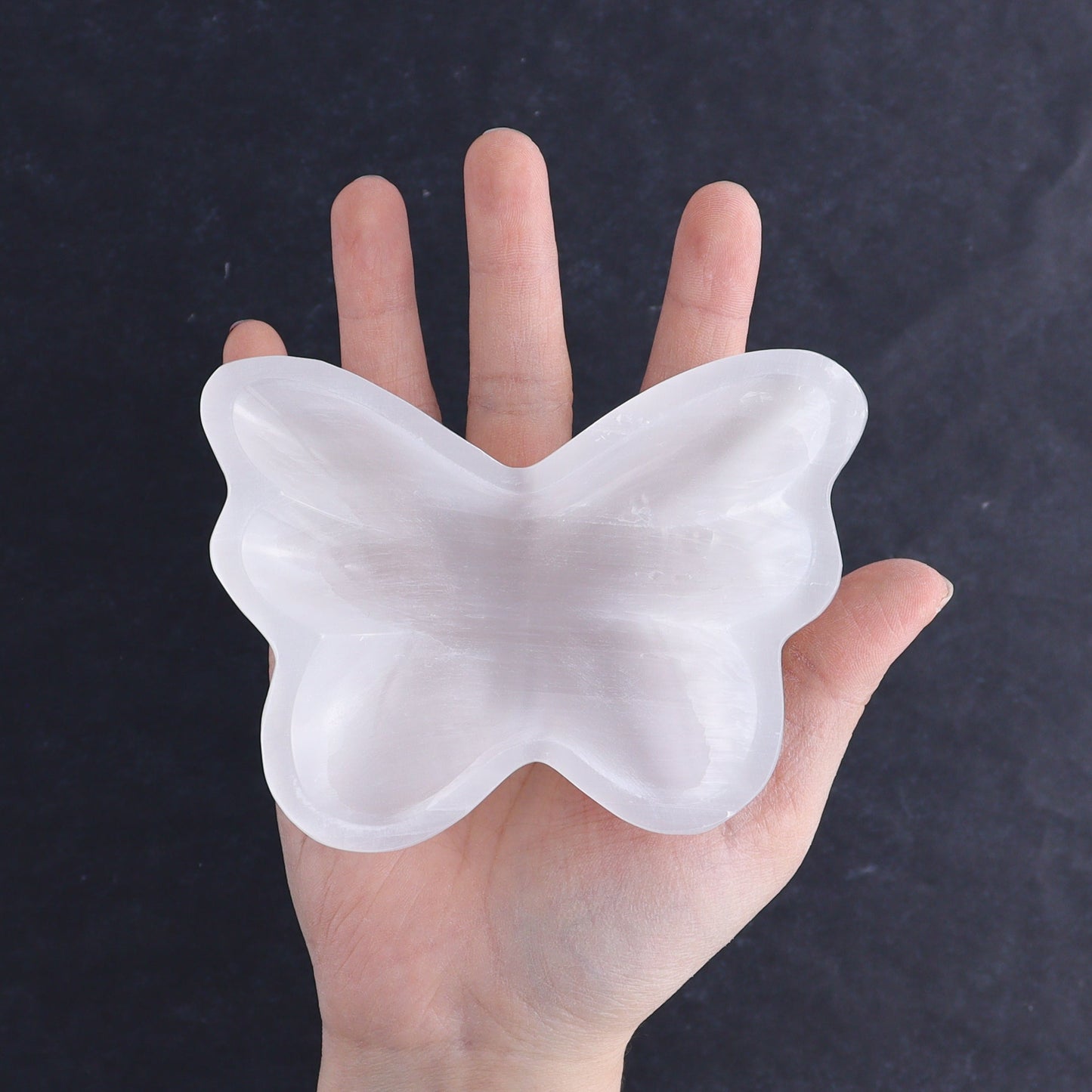 One Selenite (Satin Spar) Butterfly Bowl - Expert Wholesale and Supplier of Wholesale Crystals & Bulk Gemstones, ["Bowls","Butterfly","Morocco","Selenite"]