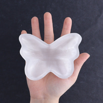 One Selenite (Satin Spar) Butterfly Bowl - Expert Wholesale and Supplier of Wholesale Crystals & Bulk Gemstones, ["Bowls","Butterfly","Morocco","Selenite"]