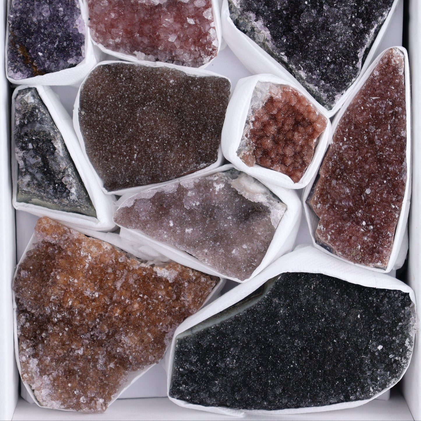 Uruguay Rainbow Amethyst Clusters Flat of 15