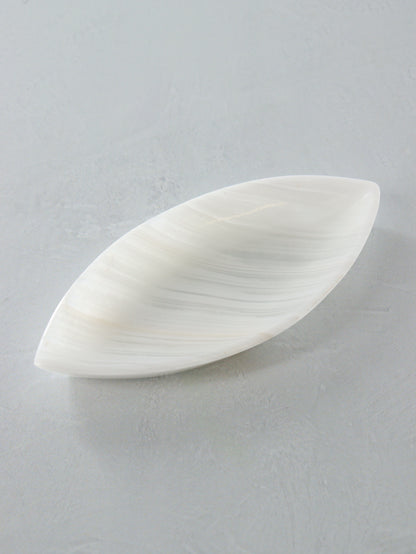 Large White Onyx Leaf Dishes Set of 6