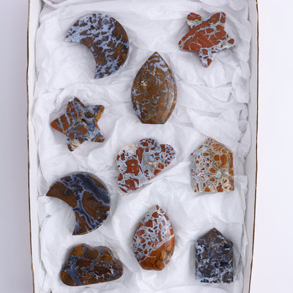 Brecciated Jasper Moons, Stars, Towers, Clouds, and Flames Set of 10 - Expert Wholesale and Supplier of Wholesale Crystals & Bulk Gemstones, ["Brecciated Jasper","Clouds","flames","Indonesia","moons","stars","Towers"]