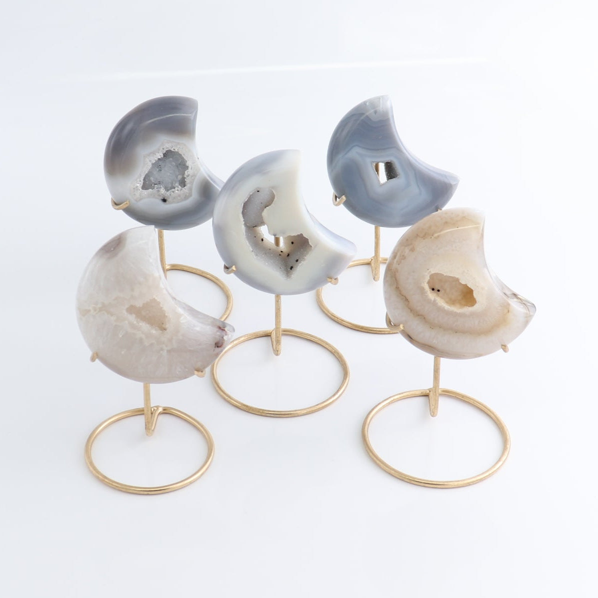 Agate Moons with Stand Set of 5