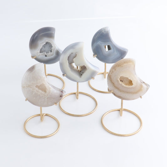 Agate Moons with Stand Set of 5