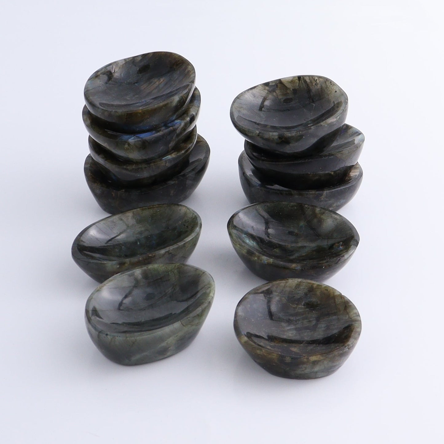 Labradorite Bowls Set of 11 - Expert Wholesale and Supplier of Wholesale Crystals & Bulk Gemstones, ["Bowls","Labradorite","Madagascar"]
