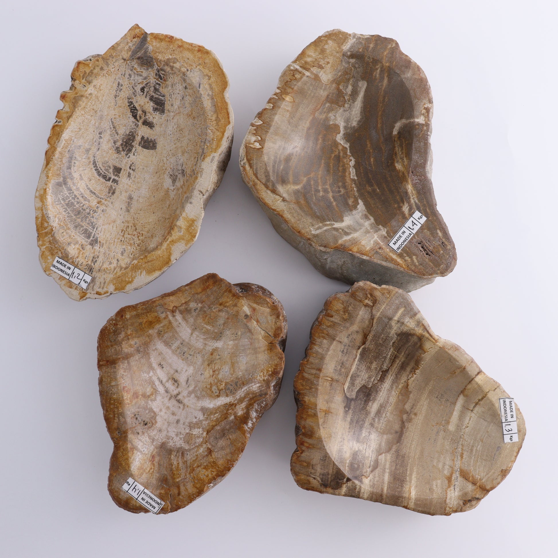Petrified Wood Bowls Set of 4 - Expert Wholesale and Supplier of Wholesale Crystals & Bulk Gemstones, ["Bowls","Indonesia","Petrified Wood"]