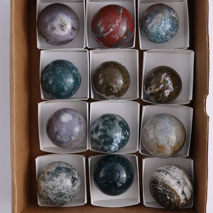 Ocean Jasper Spheres Set of 12 - Expert Wholesale and Supplier of Wholesale Crystals & Bulk Gemstones, ["jasper","Madagascar","Ocean Jasper","Spheres"]