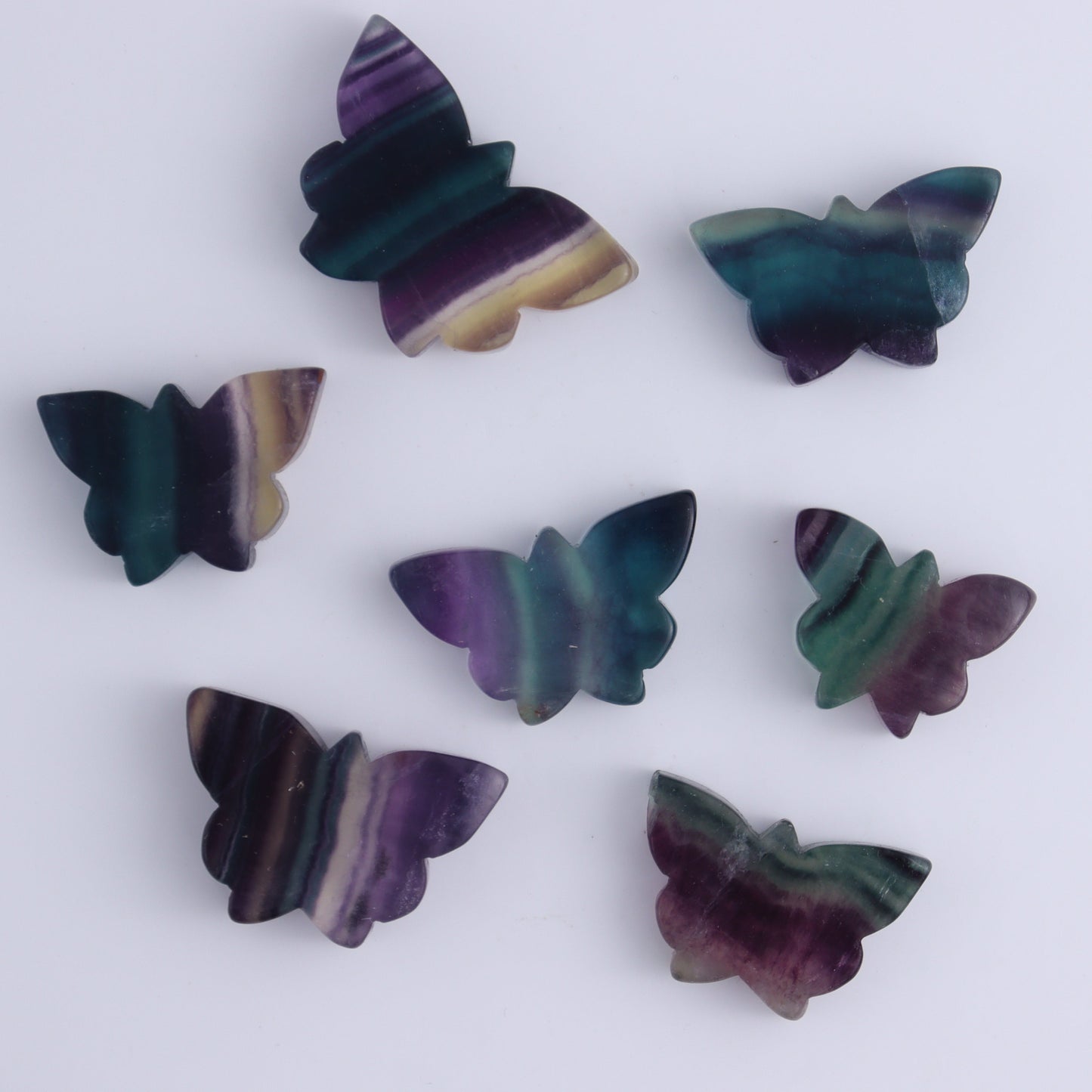 Fluorite Butterflies Set of 22 - Expert Wholesale and Supplier of Wholesale Crystals & Bulk Gemstones, ["Butteflies","Fluorite"]
