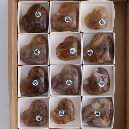 Golden Healer Hearts Set of 12 - Expert Wholesale and Supplier of Wholesale Crystals & Bulk Gemstones, ["Brazil","Golden Healer","Hearts"]