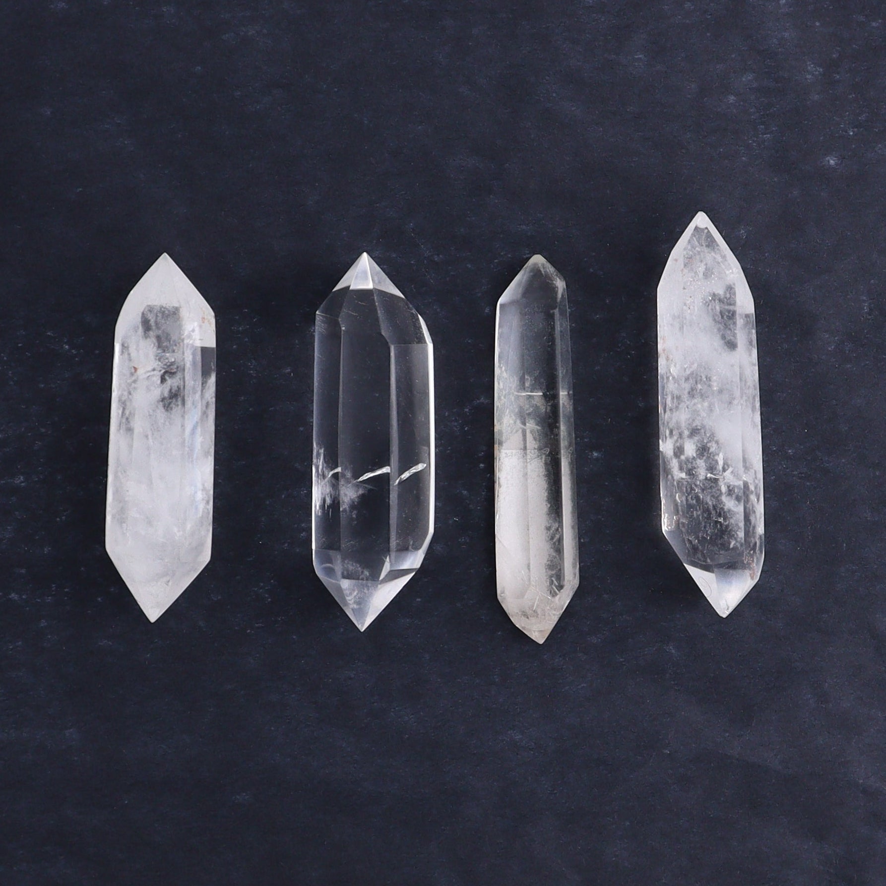 Quartz Faceted Double Points Set of 13 - Expert Wholesale and Supplier of Wholesale Crystals & Bulk Gemstones, ["Brazil","Clear Quartz","Mixed Carvings","Quartz"]