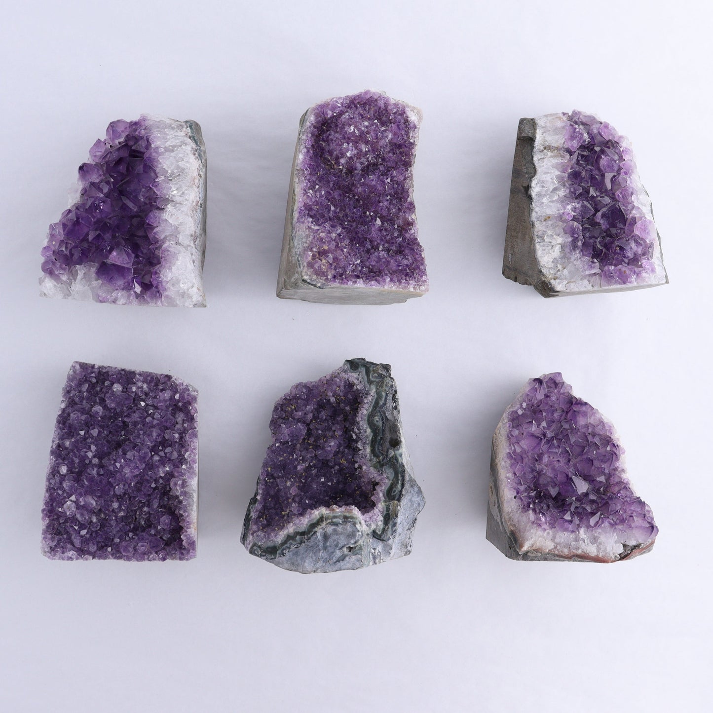 Uruguay Amethyst Cut Base Set of 6 - Expert Wholesale and Supplier of Wholesale Crystals & Bulk Gemstones, ["Amethyst","Cut Base","Uruguay"]