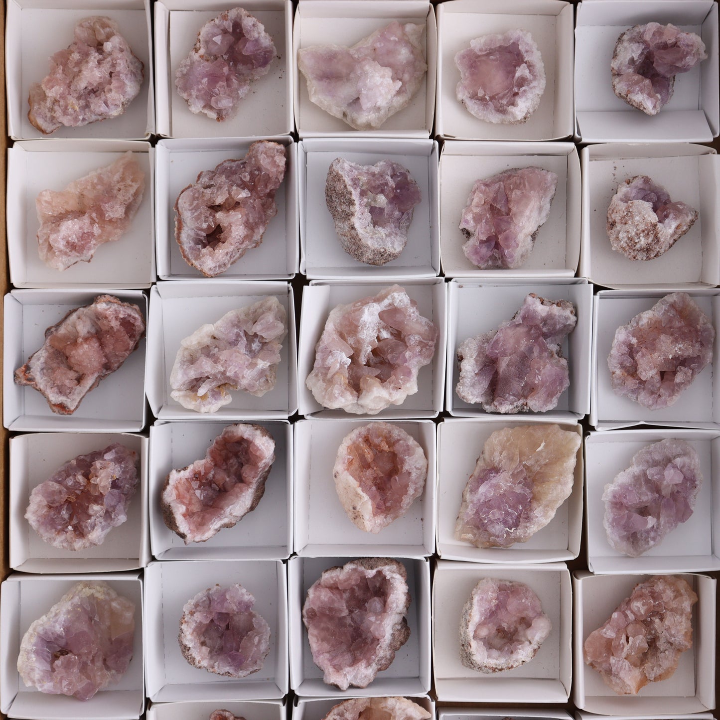 Pink Amethyst Flat of 30 - Expert Wholesale and Supplier of Wholesale Crystals & Bulk Gemstones, ["Amethyst","Pink Amethyst"]