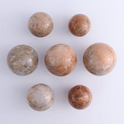 Peach Moonstone Spheres Set of 7