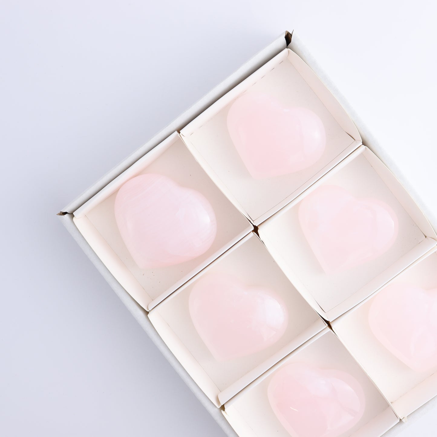 Pink Mangano Calcite Hearts Set of 6 - Expert Wholesale and Supplier of Wholesale Crystals & Bulk Gemstones, ["Pakistan","Pink Calcite"]