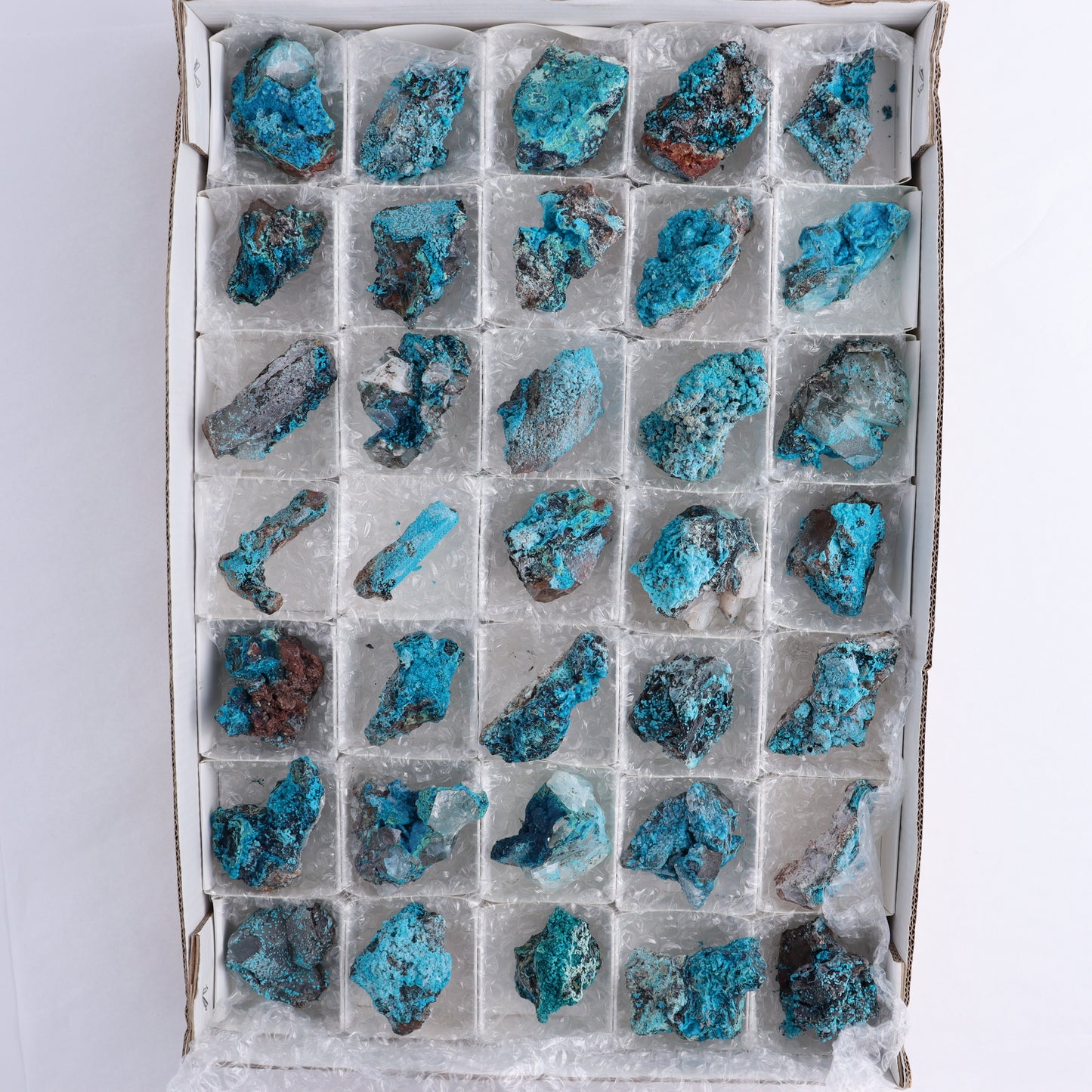 Chrysocolla on Quartz Roughs Set of 35