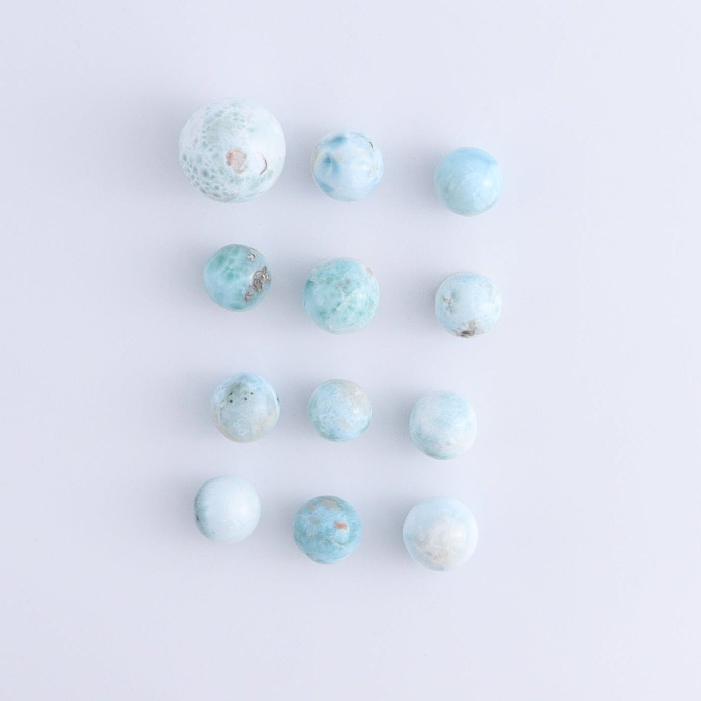Larmiar Spheres Set of 12 - Expert Wholesale and Supplier of Wholesale Crystals & Bulk Gemstones, ["Larimar","Spheres"]