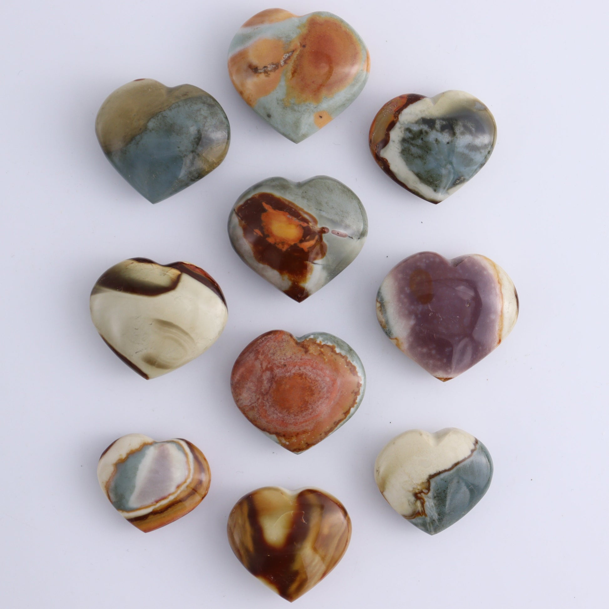 Polychrome Jasper Hearts Set of 20 Pieces - Expert Wholesale and Supplier of Wholesale Crystals & Bulk Gemstones, ["Hearts","Madagascar","Polychrome Jasper"]