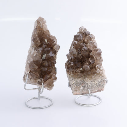 Smoky Quartz Clusters with Stand Set of 2 - Expert Wholesale and Supplier of Wholesale Crystals & Bulk Gemstones, ["cluster","Clusters","Quartz","Smoky Quartz"]