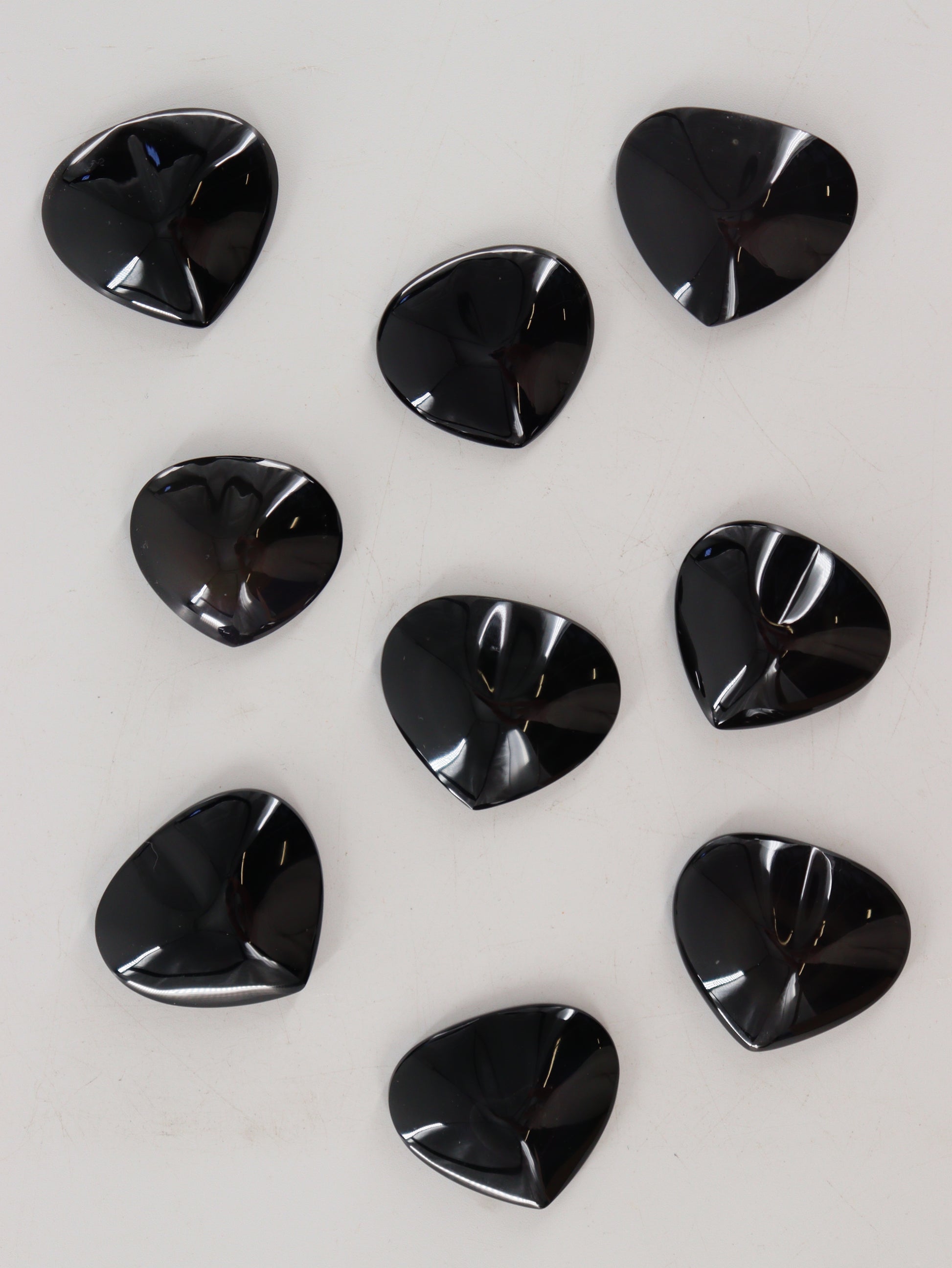 Obsidian Hearts Set of 9 - Expert Wholesale and Supplier of Wholesale Crystals & Bulk Gemstones, ["Hearts","Mexico","Obsidian"]