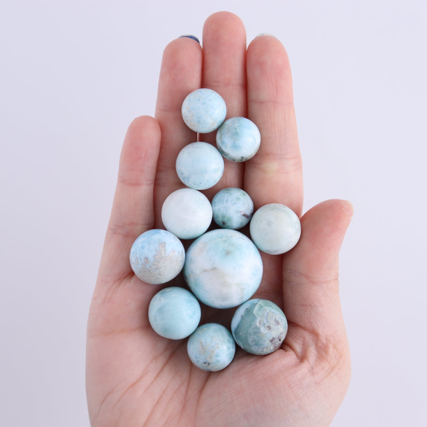 Larimar Spheres Set of 11 - Expert Wholesale and Supplier of Wholesale Crystals & Bulk Gemstones, ["Larimar","Spheres"]