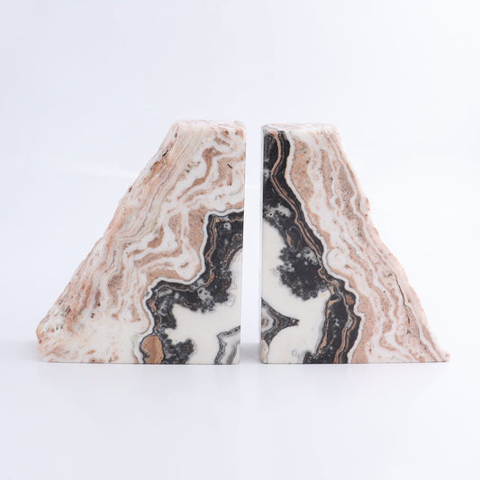 One Pair of Mexican Onyx/Calcite Pink & White Rough Bookends - Expert Wholesale and Supplier of Wholesale Crystals & Bulk Gemstones, ["Bookends","Calcite","Catalog Onyx","Mexico","onyx"]