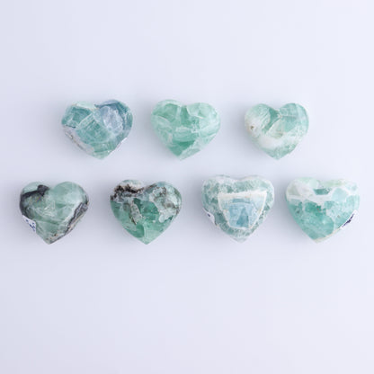 Fluorite Hearts Set of 7 - Expert Wholesale and Supplier of Wholesale Crystals & Bulk Gemstones, ["Fluorite","Hearts","Mexico"]
