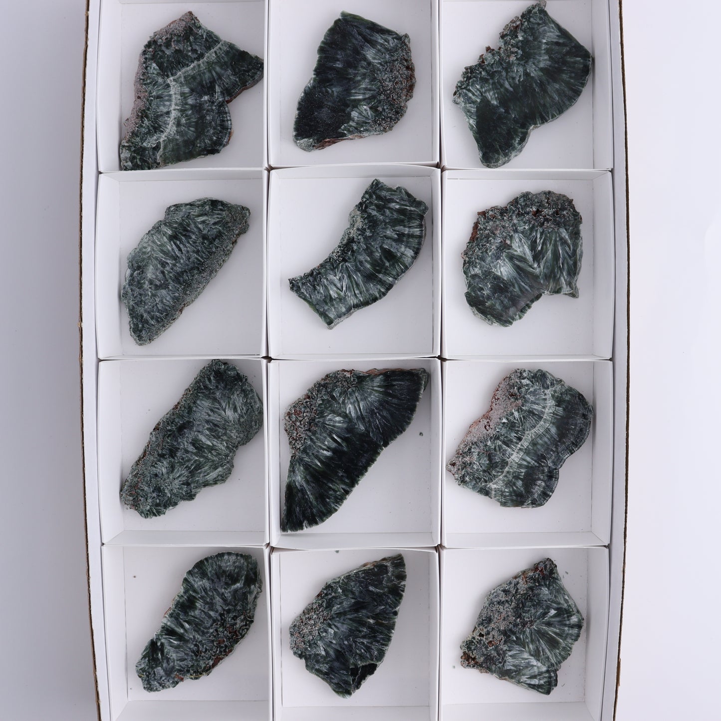 Seraphinite Slices Set of 12 - Expert Wholesale and Supplier of Wholesale Crystals & Bulk Gemstones, ["Seraphinite","Slices and Slabs"]