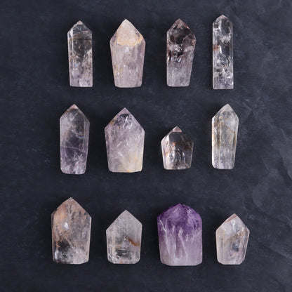 Powellite Amethyst UV Reactive Towers Set of 30 - Expert Wholesale and Supplier of Wholesale Crystals & Bulk Gemstones, ["Amethyst","Powellite"]