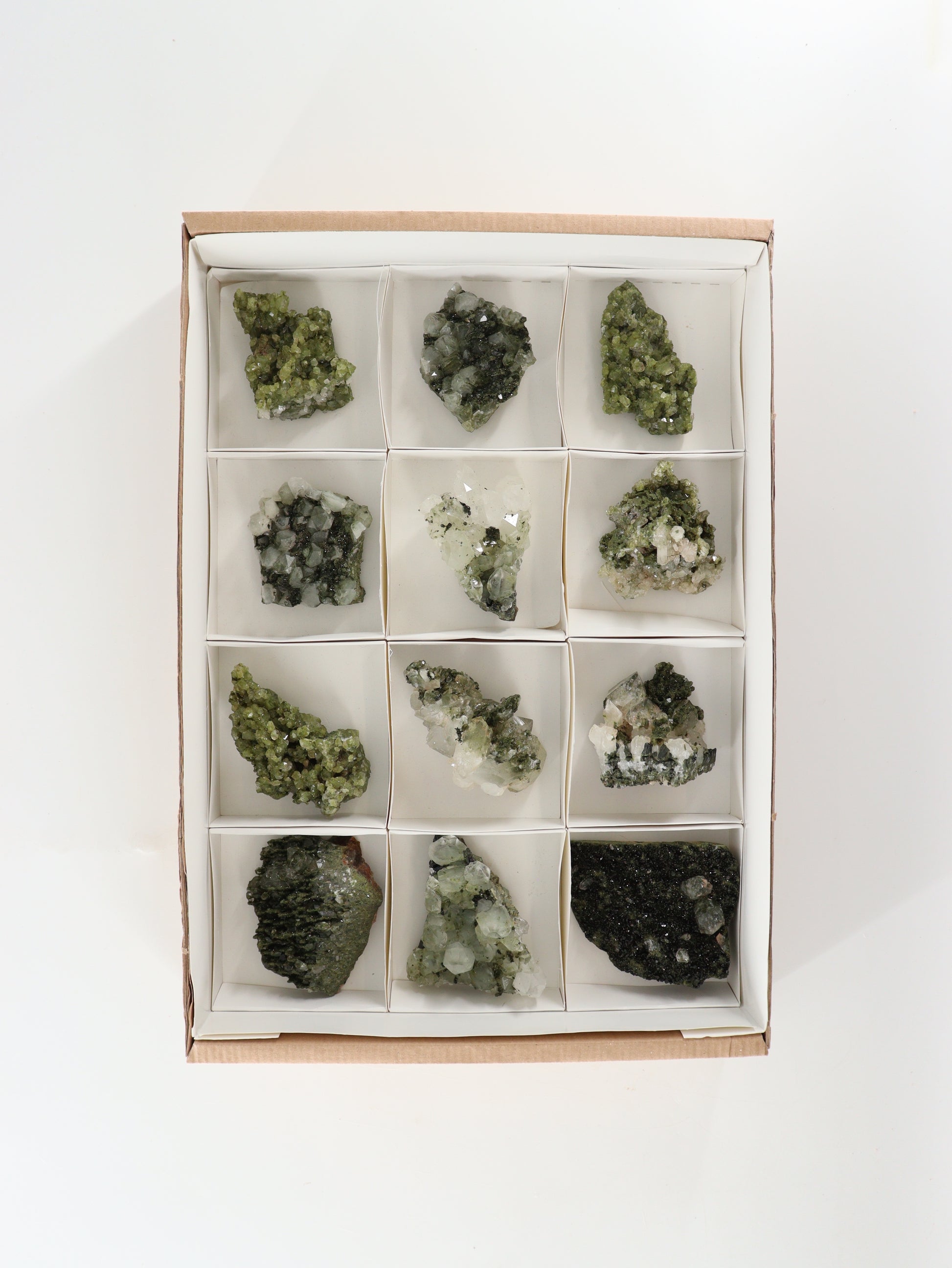 Epidote Flat Set of  12 - Expert Supplier of Wholesale Crystals & Bulk Gemstones