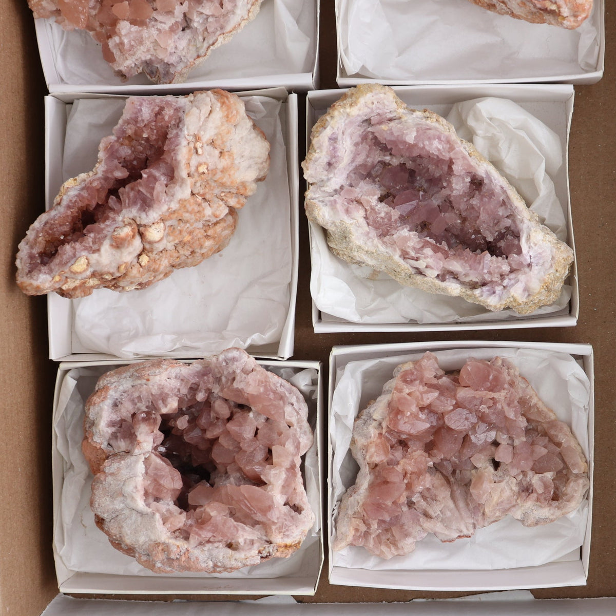 Pink Amethyst Geodes Set of 6