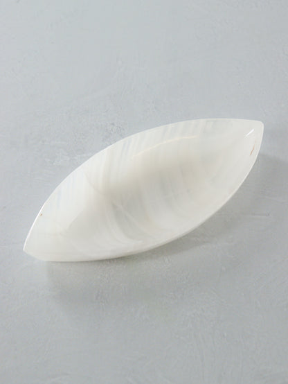 Large White Onyx Leaf Dishes Set of 6