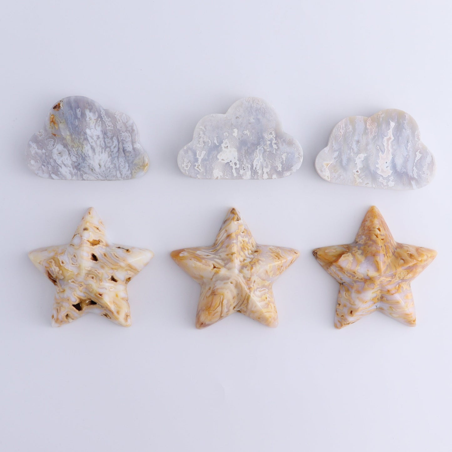 Agate Clouds and Stars Set of 6 - Expert Wholesale and Supplier of Wholesale Crystals & Bulk Gemstones, ["Agate","Clouds","stars"]