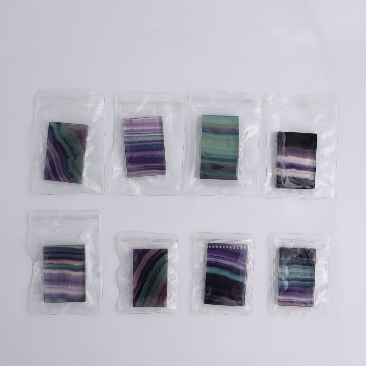 Fluorite Mini Slab Set of 8 - Expert Wholesale and Supplier of Wholesale Crystals & Bulk Gemstones, ["China","Fluorite","Rectangle"]