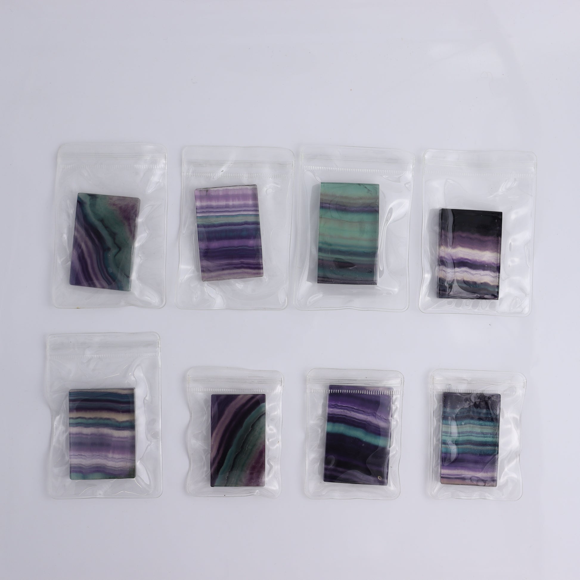 Fluorite Mini Slab Set of 8 - Expert Wholesale and Supplier of Wholesale Crystals & Bulk Gemstones, ["China","Fluorite","Rectangle"]