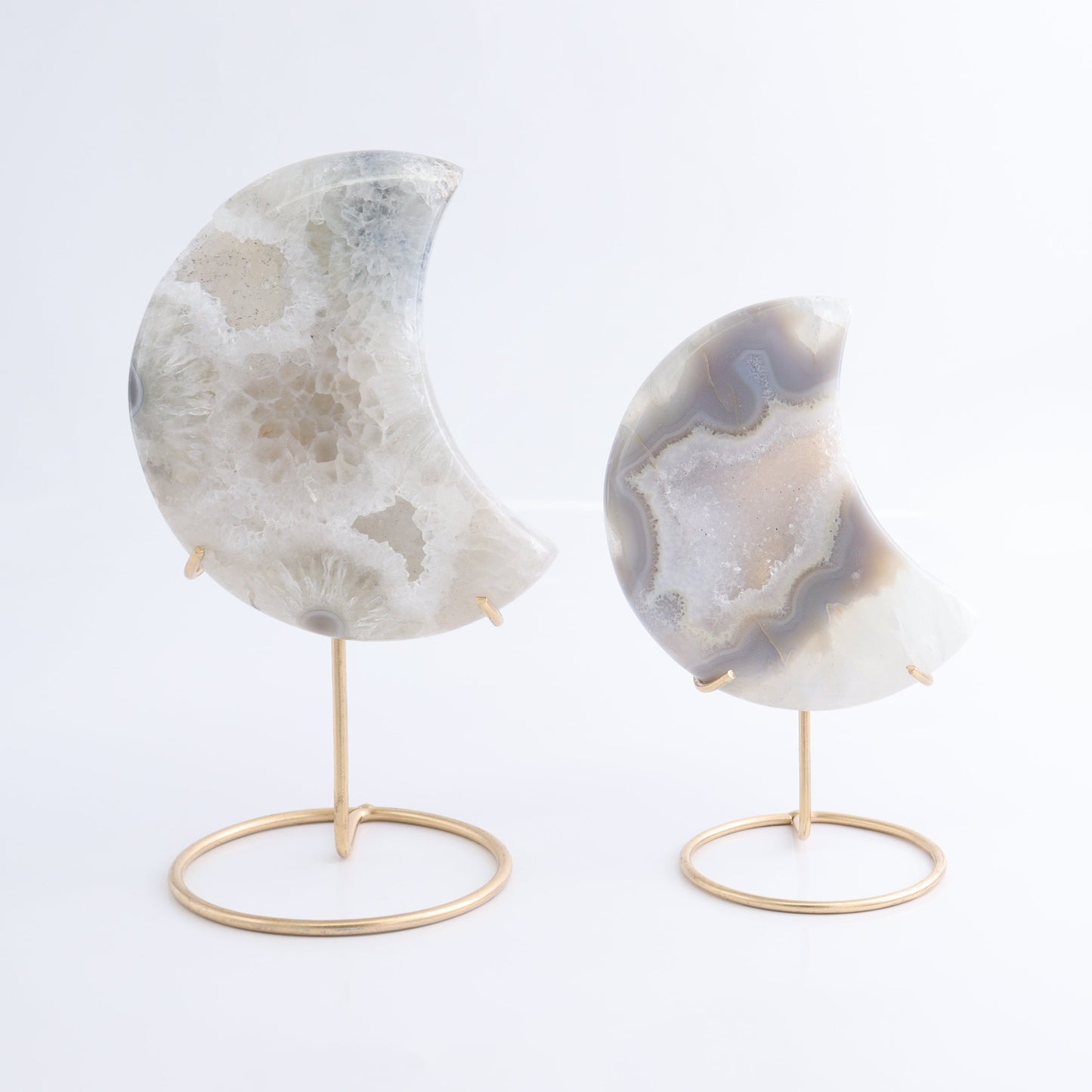 Agate Moons with Stand Set of 2 - Expert Wholesale and Supplier of Wholesale Crystals & Bulk Gemstones, ["Agate","Brazil","moons"]