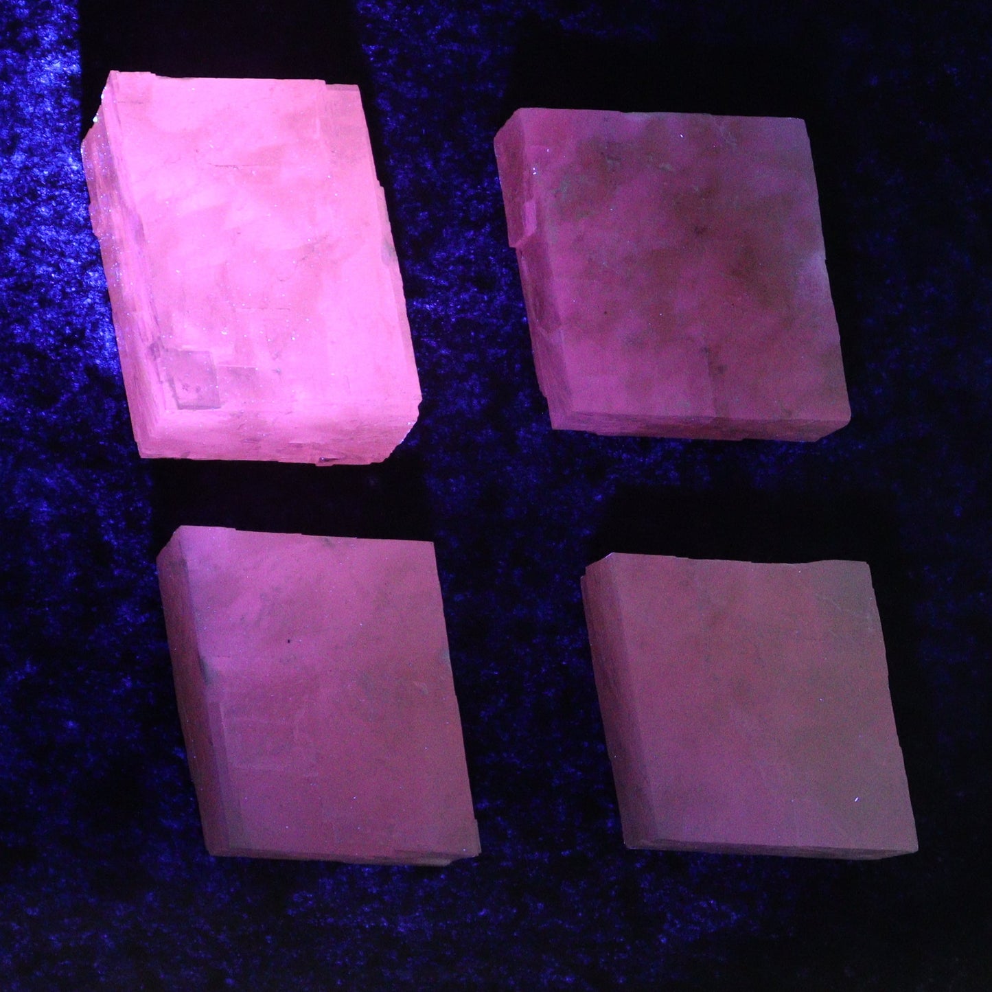 Pink Optical Calcite (Fluorescent) Set of 24 - Expert Wholesale and Supplier of Wholesale Crystals & Bulk Gemstones, ["Calcite","Mexico","Optical Calcite"]