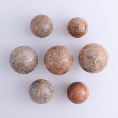 Peach Moonstone Spheres Set of 7