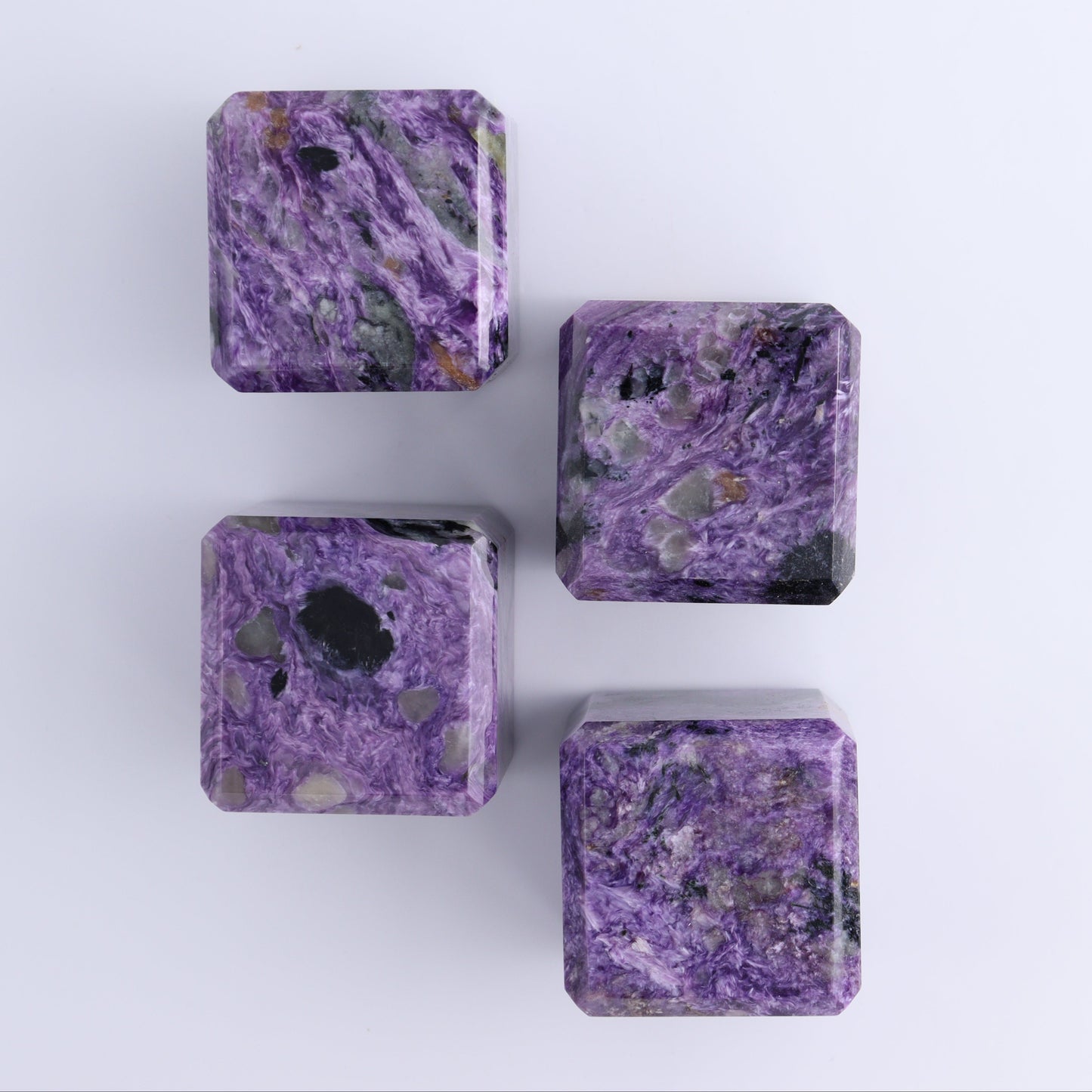 Charoite Cubes Set of 4 - Expert Wholesale and Supplier of Wholesale Crystals & Bulk Gemstones, ["Charoite","Cubes","Russia"]