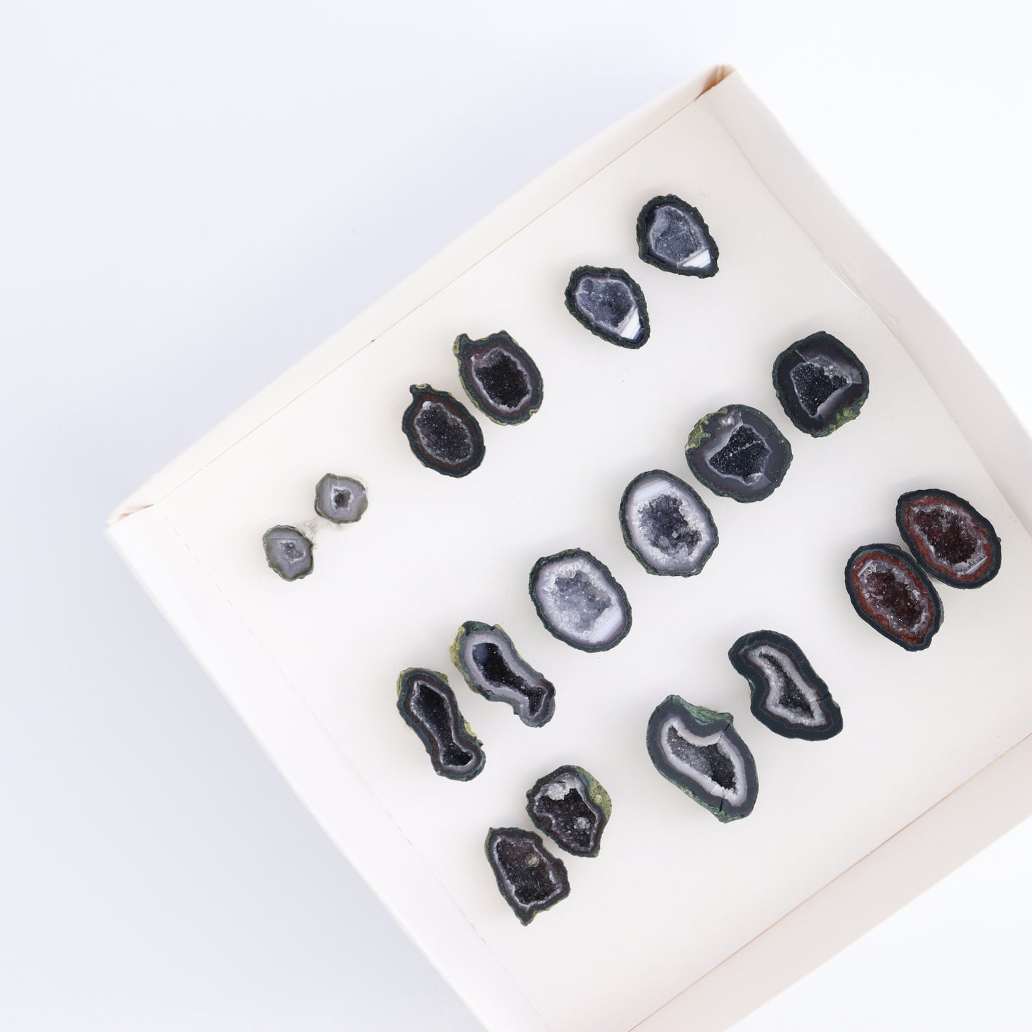 Tabasco Geodes 9 Pairs - Expert Wholesale and Supplier of Wholesale Crystals & Bulk Gemstones, ["Geodes","Tabasco Geode"]