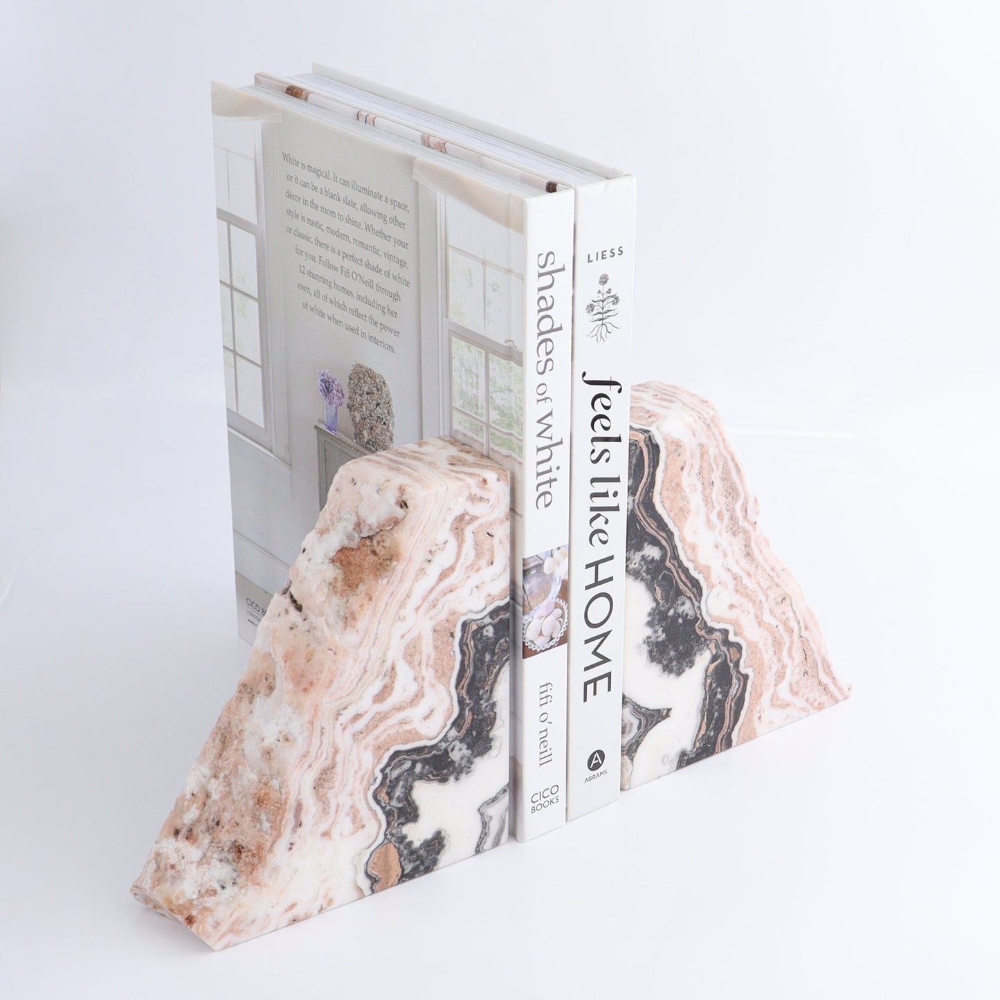 One Pair of Mexican Onyx/Calcite Pink & White Rough Bookends - Expert Wholesale and Supplier of Wholesale Crystals & Bulk Gemstones, ["Bookends","Calcite","Catalog Onyx","Mexico","onyx"]