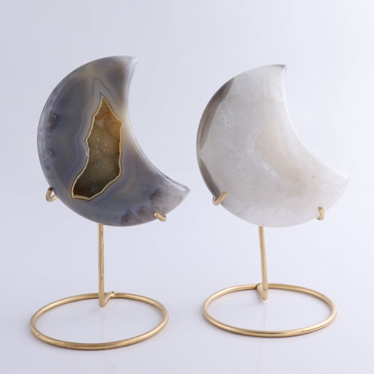 Agate Moons with Stand Set of 2 - Expert Wholesale and Supplier of Wholesale Crystals & Bulk Gemstones, ["Agate","Brazil","moons"]