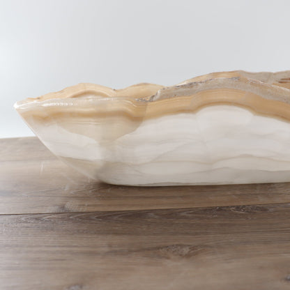 Mexican Onyx/Calcite Canoe Bowl 27"
