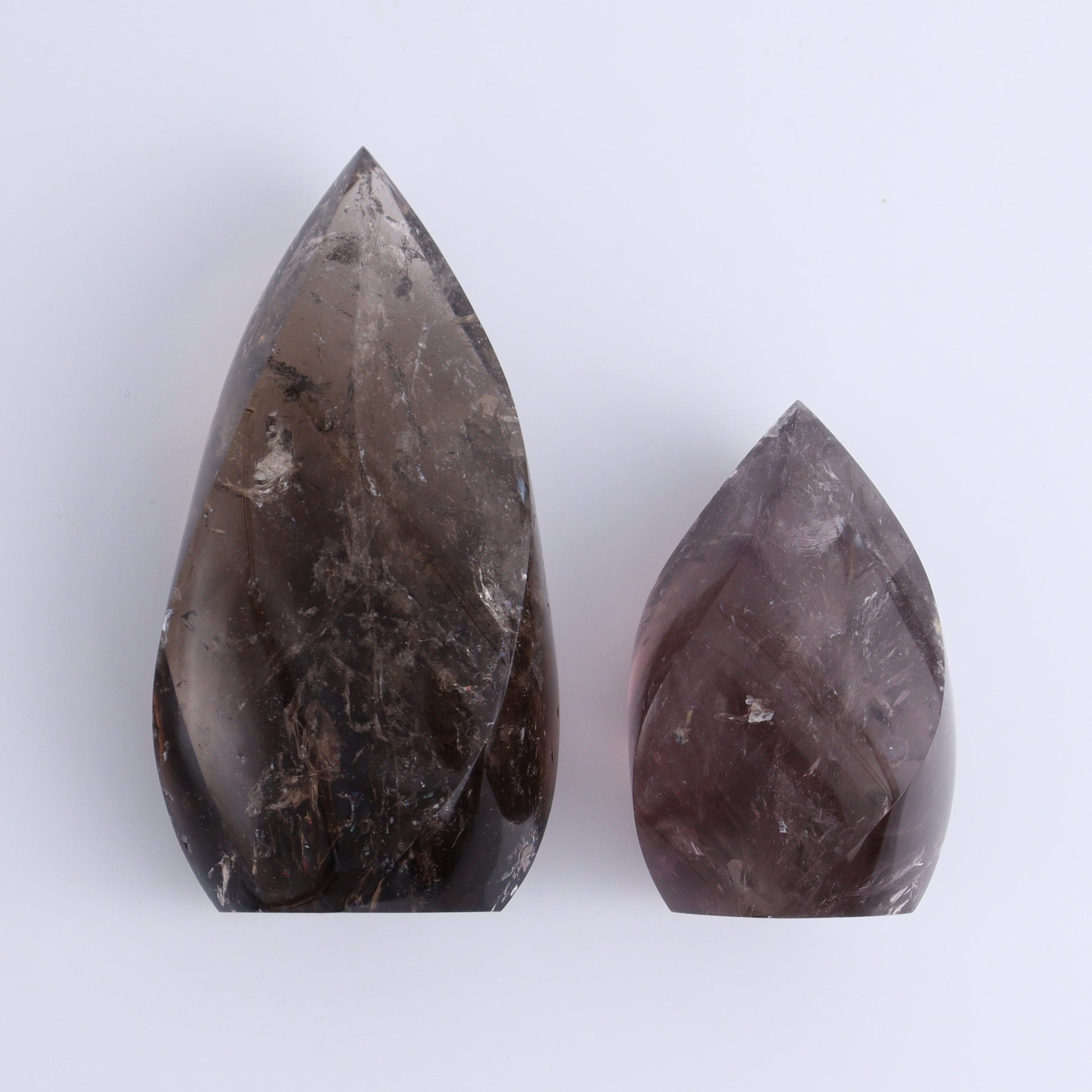 Imperfect Clear and Smoky Quartz Flames Set of 6 - Expert Wholesale and Supplier of Wholesale Crystals & Bulk Gemstones, ["Brazil","Clear Quartz","flames","Quartz","Smoky Quartz"]