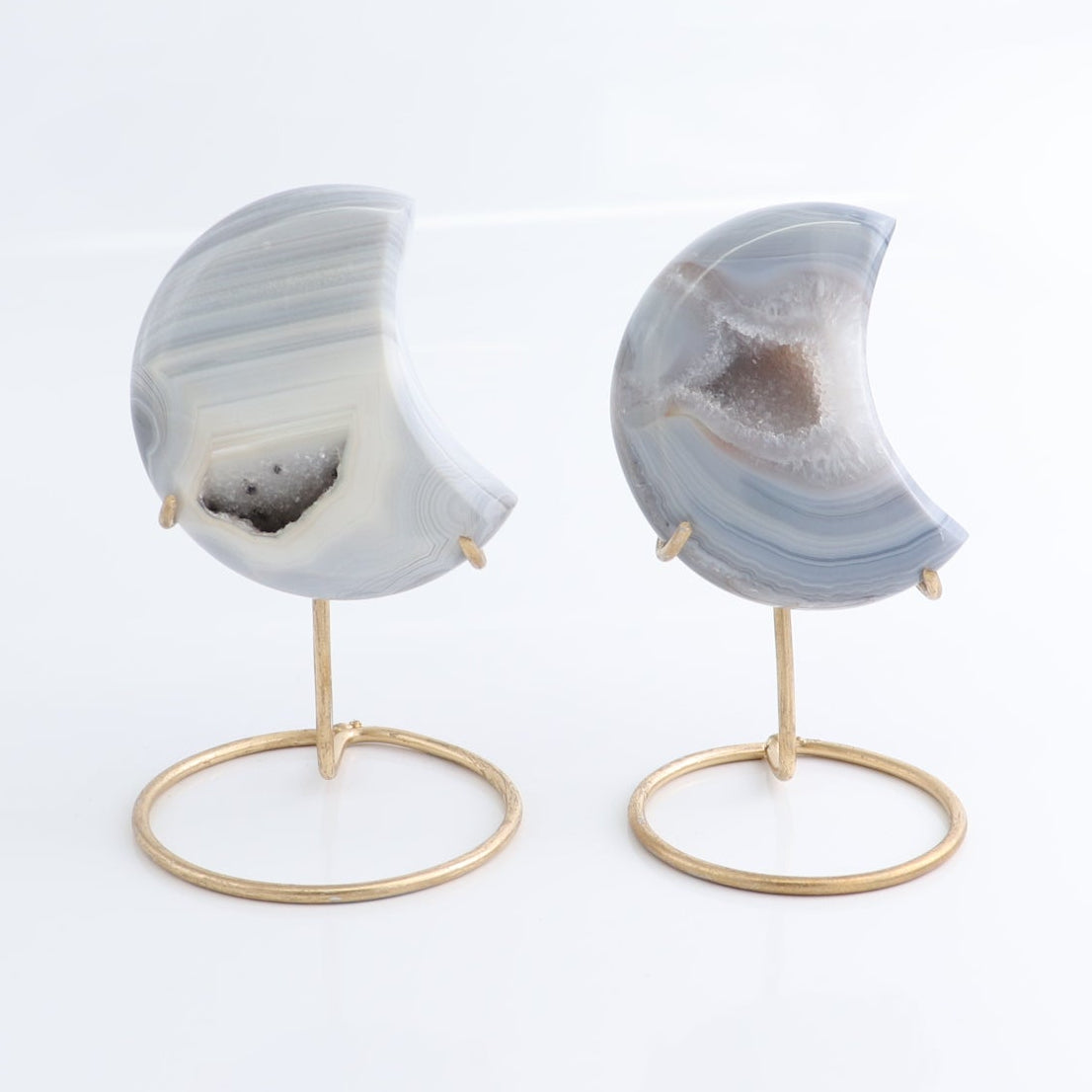 Agate Moons with Stand Set of 5