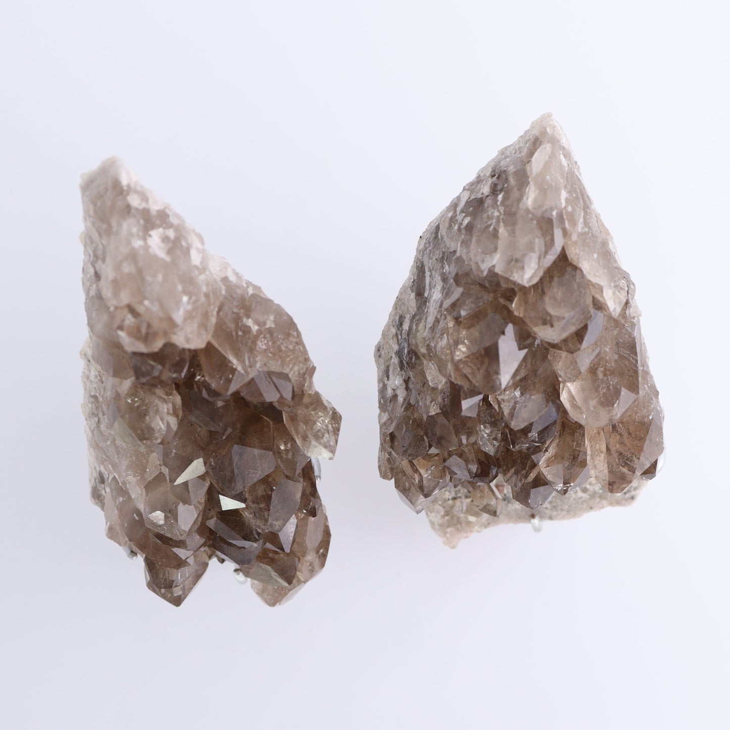 Smoky Quartz Clusters with Stand Set of 2 - Expert Wholesale and Supplier of Wholesale Crystals & Bulk Gemstones, ["cluster","Clusters","Quartz","Smoky Quartz"]