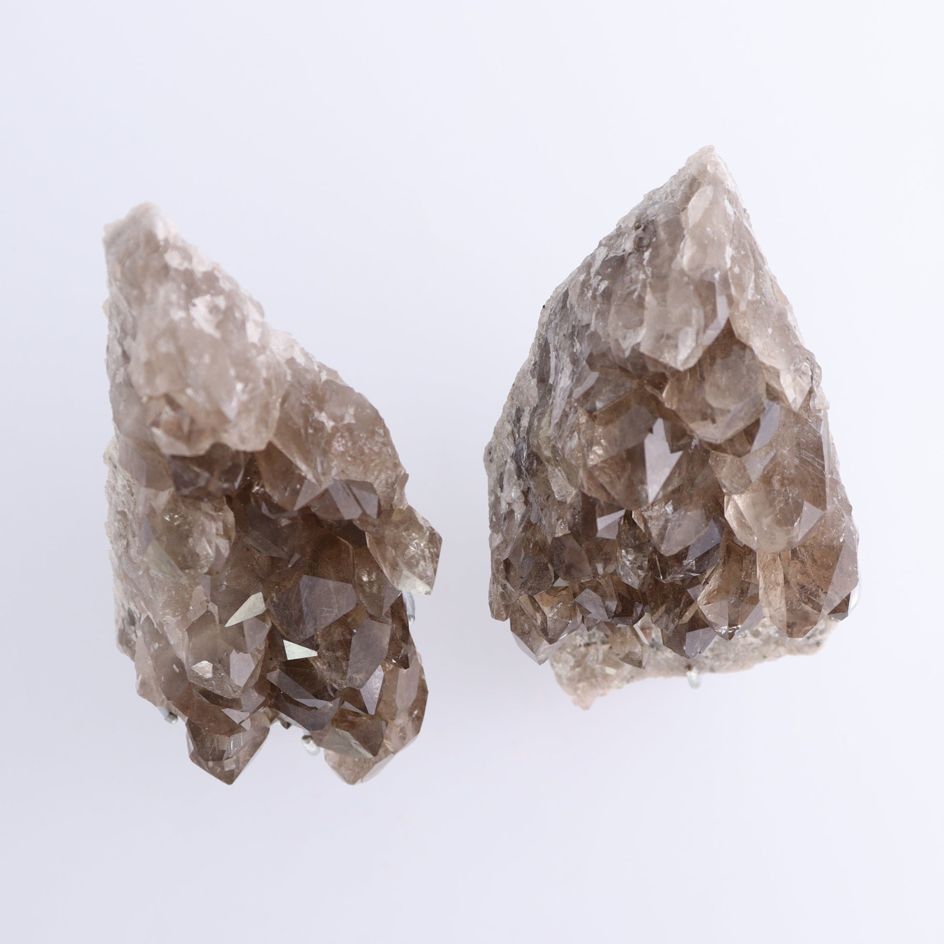 Smoky Quartz Clusters with Stand Set of 2 - Expert Wholesale and Supplier of Wholesale Crystals & Bulk Gemstones, ["cluster","Clusters","Quartz","Smoky Quartz"]