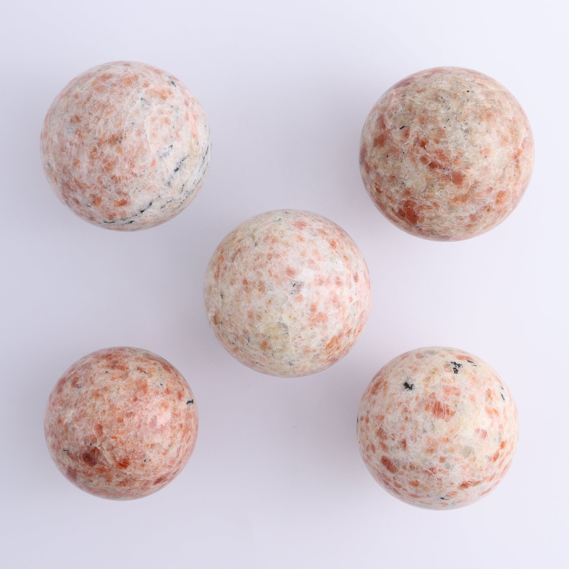 Sunstone Spheres Set of 5 - Expert Wholesale and Supplier of Wholesale Crystals & Bulk Gemstones, ["Spheres","Sunstone"]