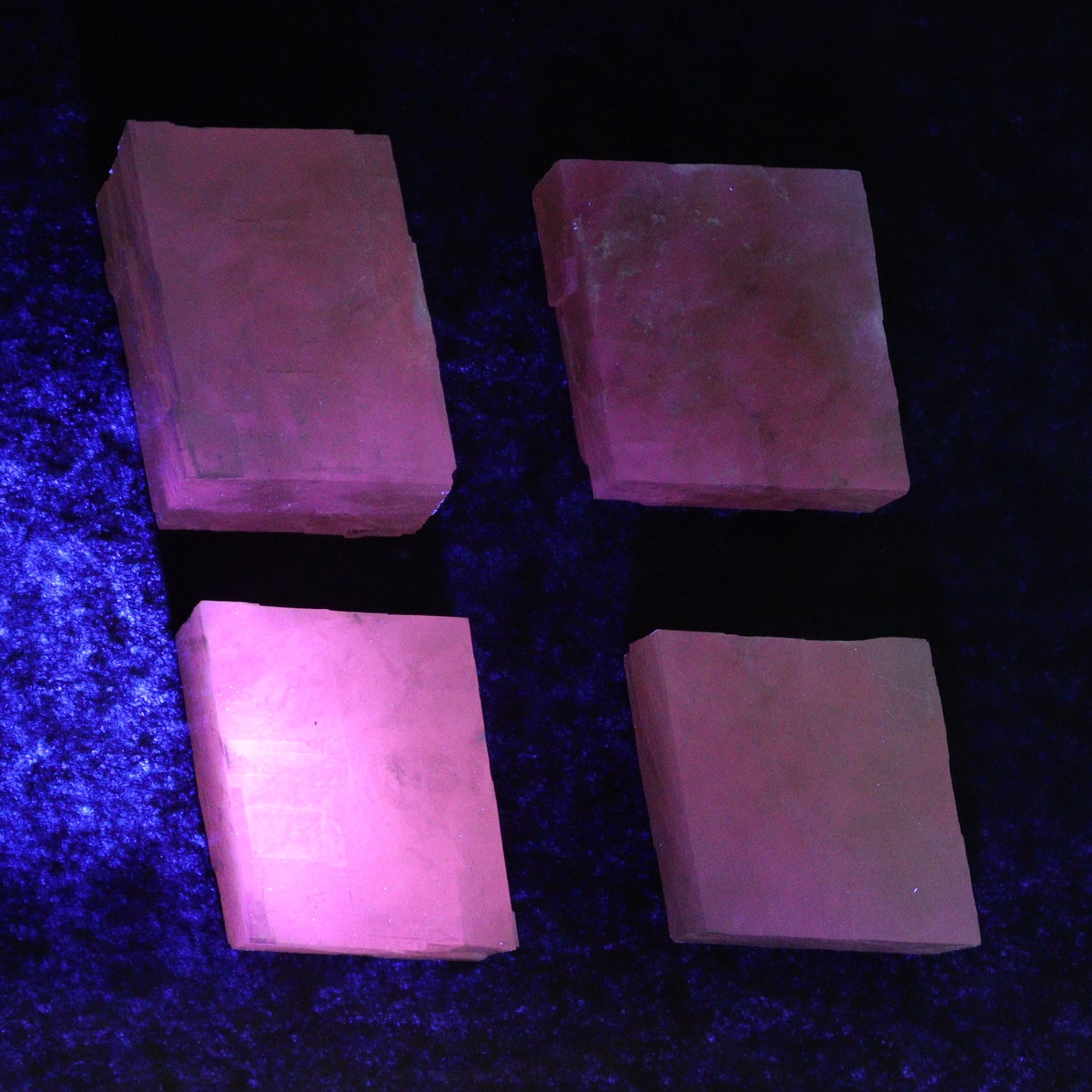 Pink Optical Calcite (Fluorescent) Set of 24 - Expert Wholesale and Supplier of Wholesale Crystals & Bulk Gemstones, ["Calcite","Mexico","Optical Calcite"]